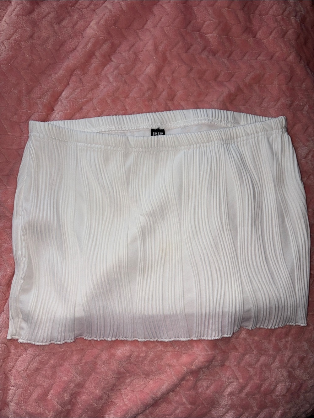 SHEIN White Wave-Textured Pleated Mini Skirt
